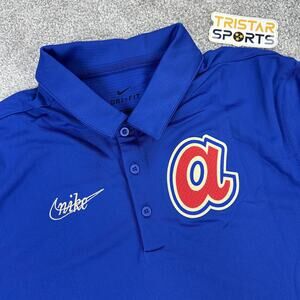 Atlanta Braves Polo Shirt Mens Small Baseball Cooperstown Collection Nike DriFit